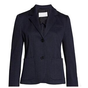 Hugo Boss Women Blue Houndstooth Blazer Tailored Career Jacket Size 12 chic